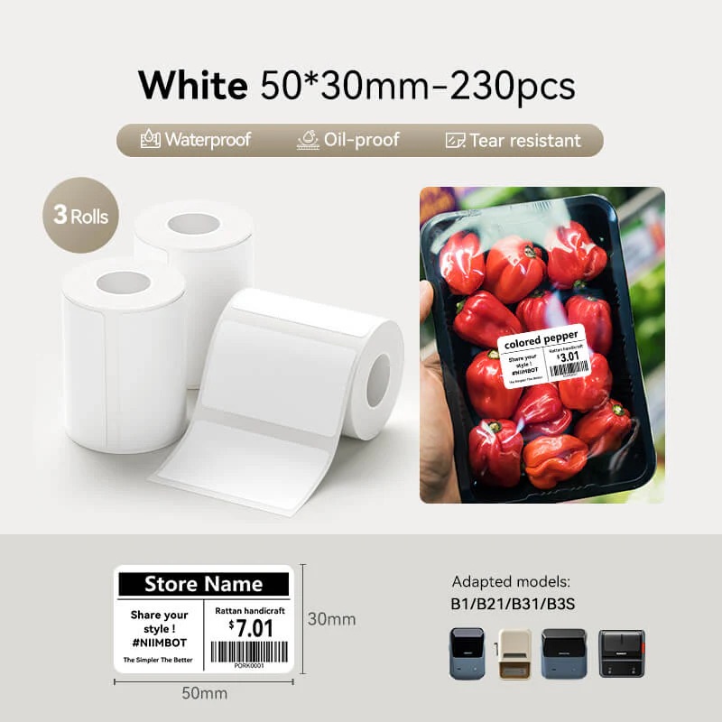 Lot de 3 rouleaux NIIMBOT 50x30mm